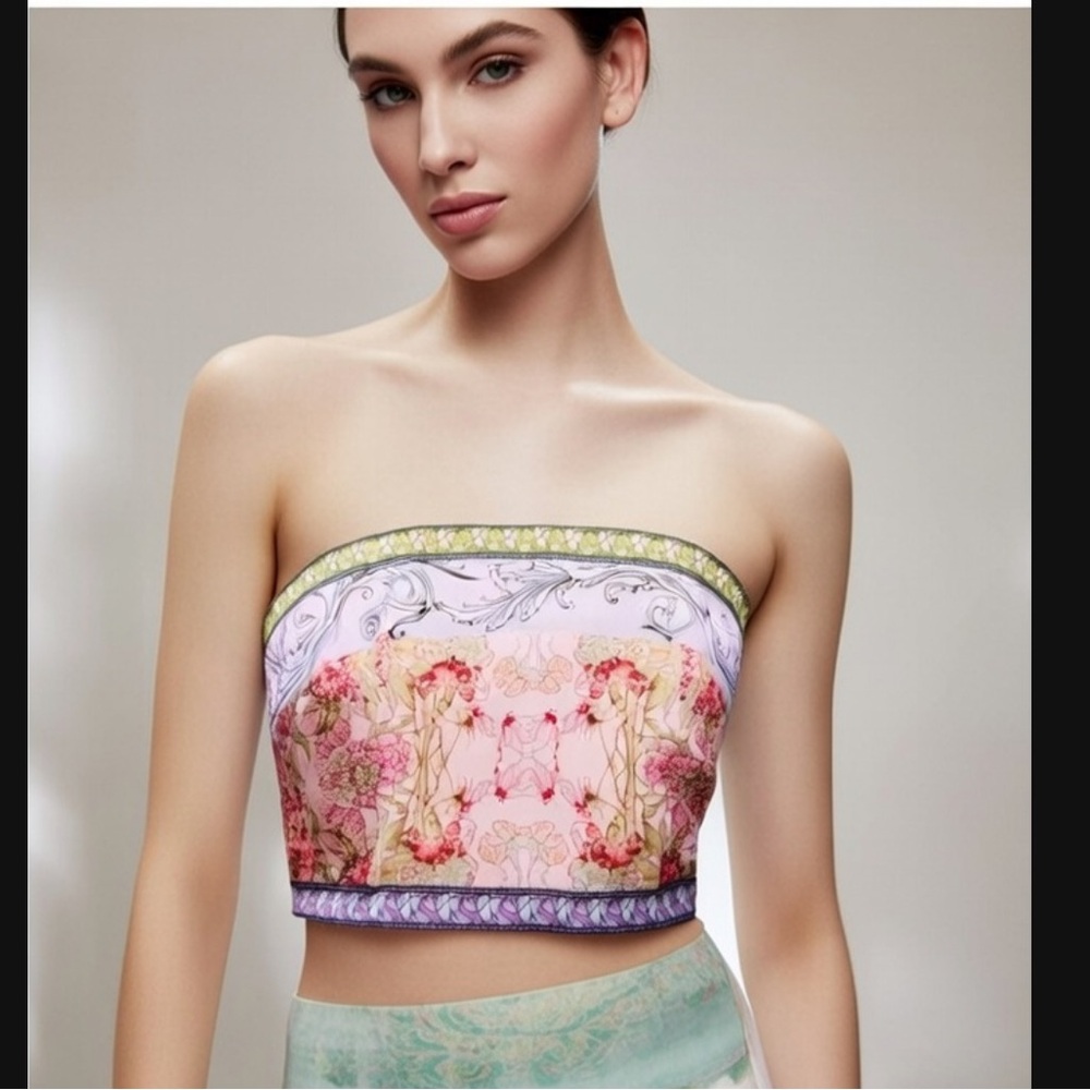Alice and Olivia Smocked Back Ceresi Top XSmall & Palazzo Pants Small $708 - Picture 4 of 12